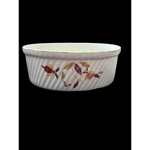 Hall Autumn Leaf 7 Inch 3 Pint French Baker Gold Rim MCM Cottagecore Ridged